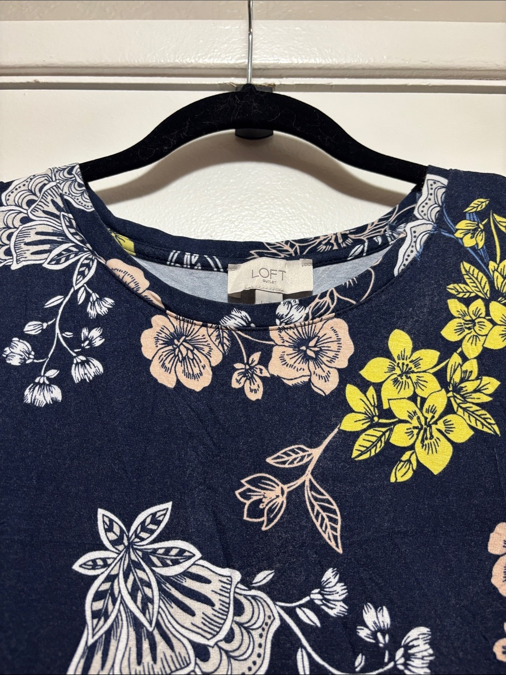 LOFT Navy Floral Sleeveless A-Line Dress - Picture 4 of 8